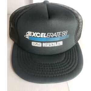 Vintage 80s 1988 Hustler Turf Mowers Ball Cap Truckers Mesh Hat Logo Racing